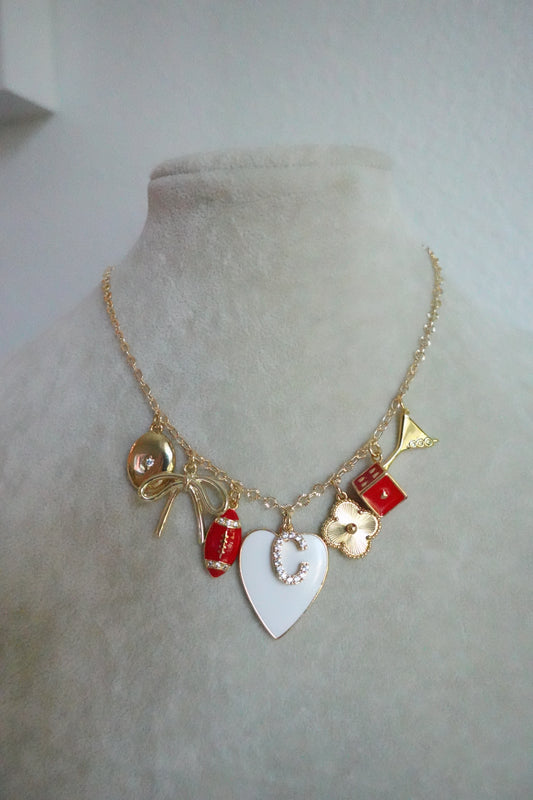 Heart football charm necklace