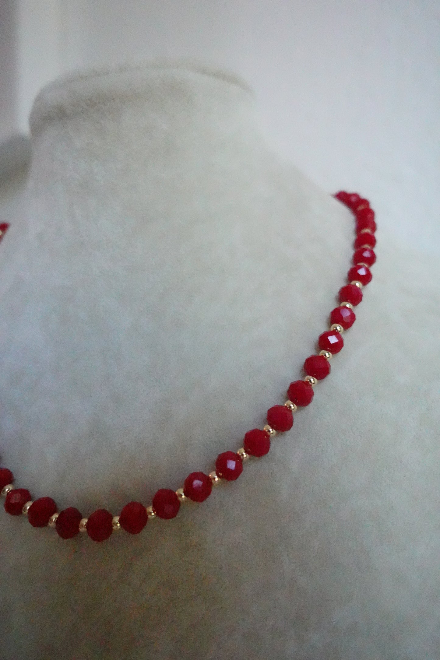 Beaded red and gold necklace